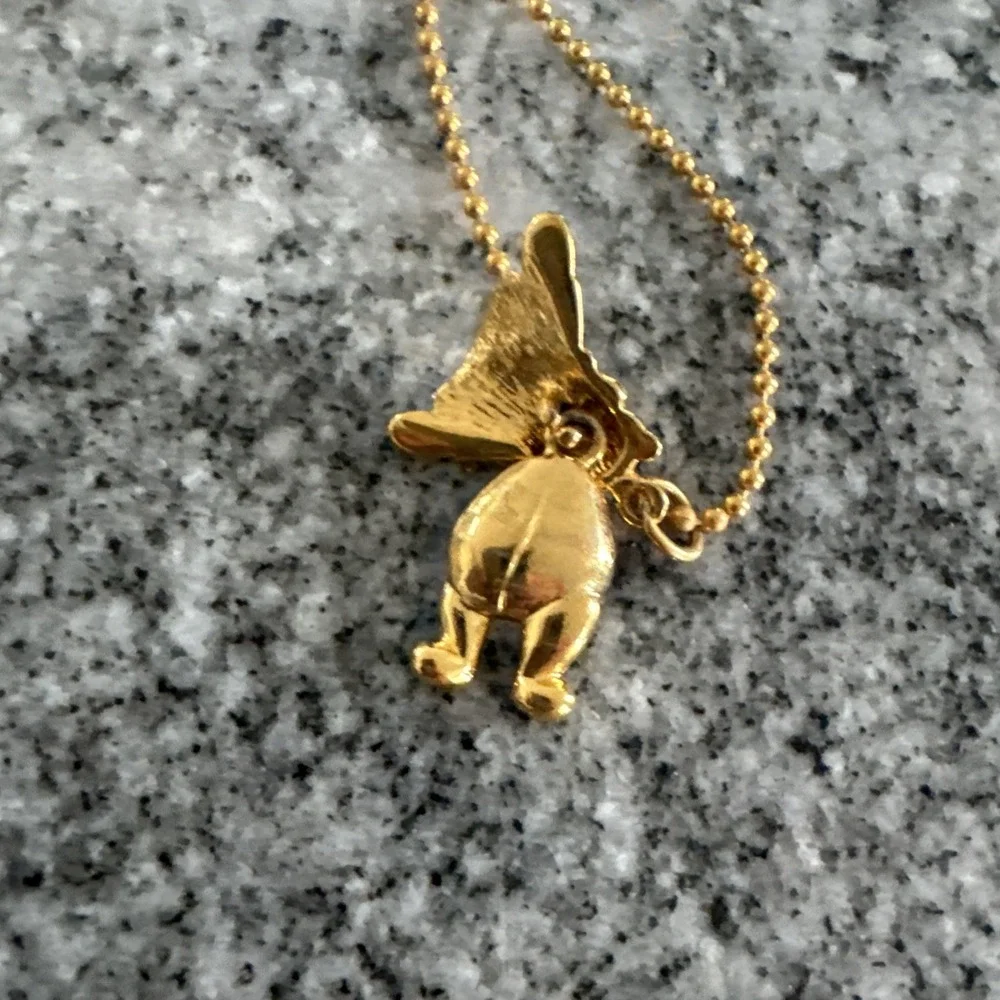 Articulated Winnie the Pooh Gold Tone Ball Chain Necklace Pendant Disney